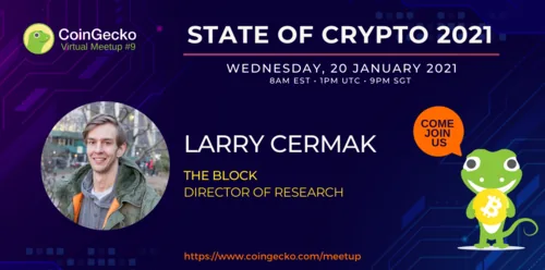 CoinGecko Virtual Meetup Featured Guest: Larry Cermak (Director of Research at The Block) Hero Image