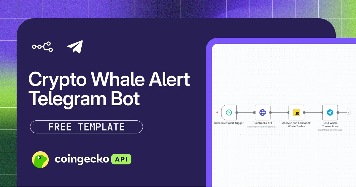 Crypto Whale Alert Telegram Bot (Free n8n Template) Hero Image